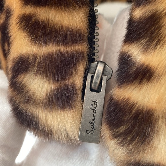 Splendid Women’s Jacket Cheetah Print Fur Bomber Jacket - size: medium - Picture 9 of 10